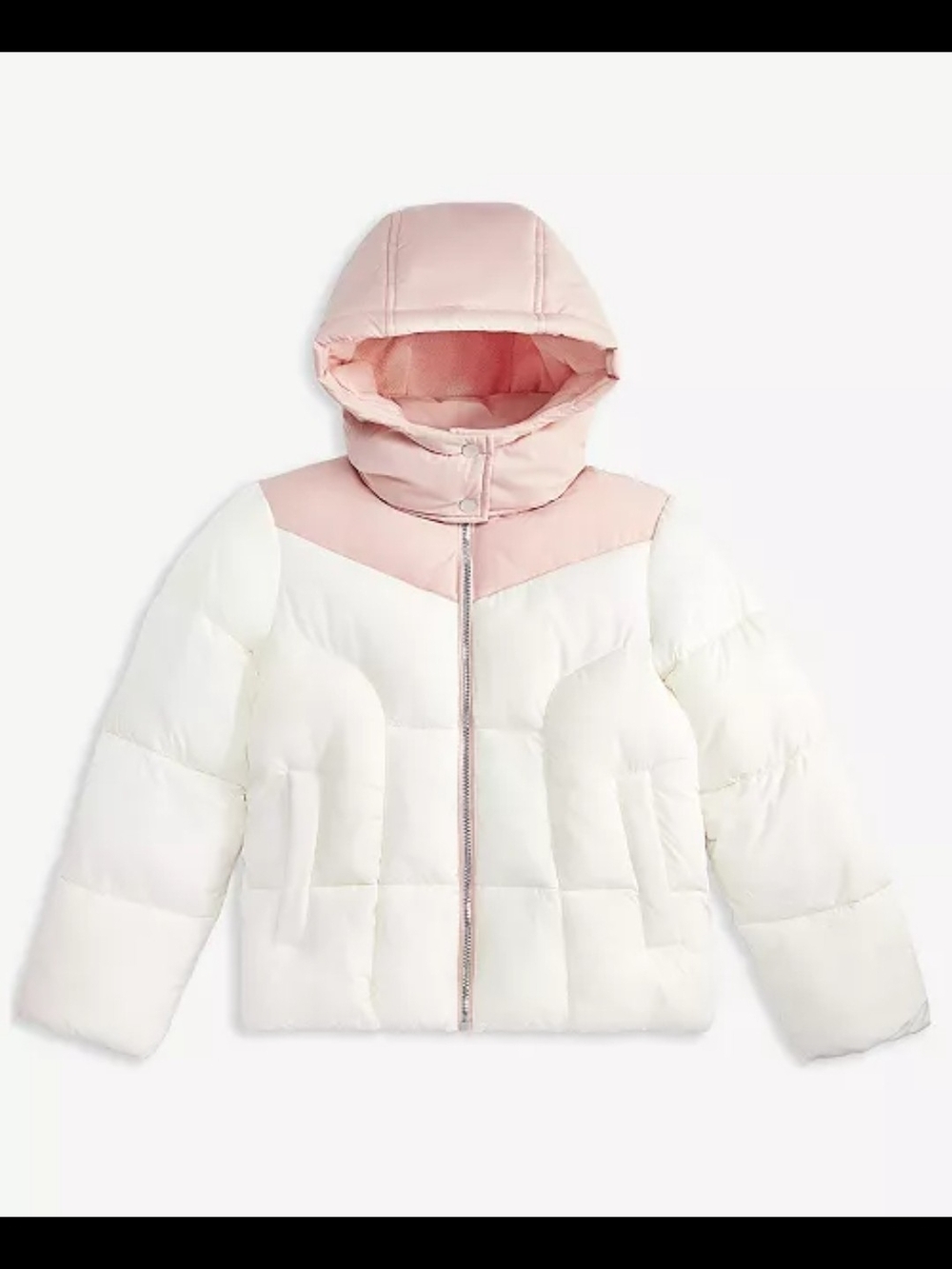 Sam Edelman Big Girls Pink and White Puffer Jacket with Hood Size M (10/12)